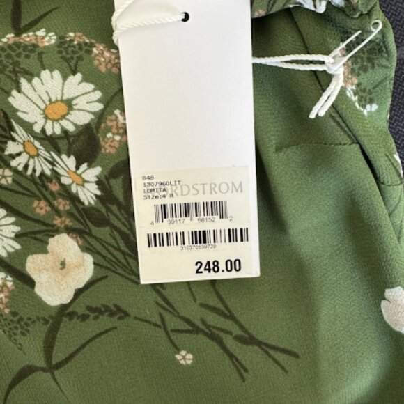 Reformation Green Floral Midi Dress Puff Sleeve Front Slit Boho Romantic Chic 4 - Picture 7 of 11